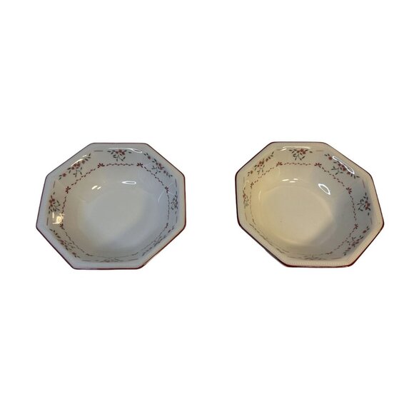 Johnson Brothers Madison Pattern 8-Sided Floral Design Set-2 Coupe Cereal Bowls - Picture 2 of 8